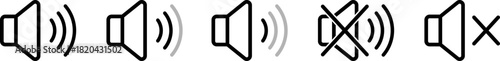 Volume control icons showing increasing and decreasing sound levels including mute