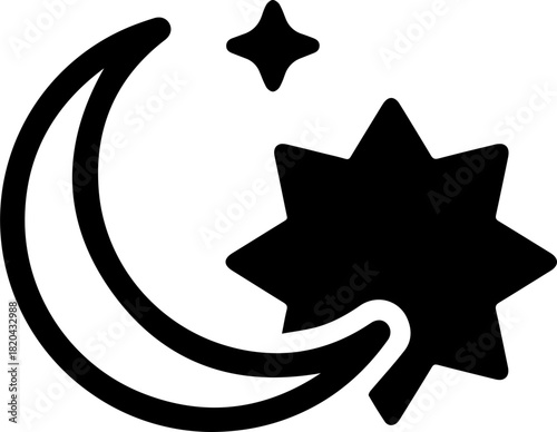 Magical moon and star icon for mystical designs