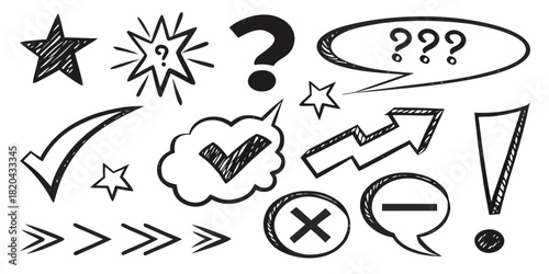 Doodle hand drawn symbols set