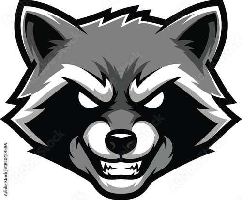 Raccoon mascot logo angry animal esport team brand gaming vector design eps silhouette