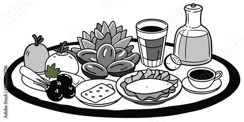 Breakfast meal on a tray