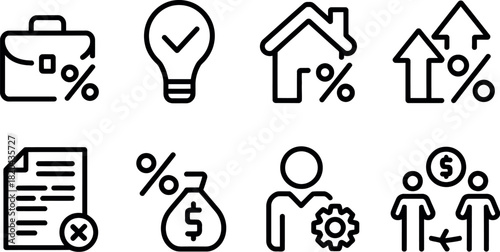 Set of finance and business icon outline symbols