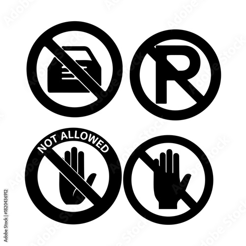 not allowed , no parking signs silhouette pack icons