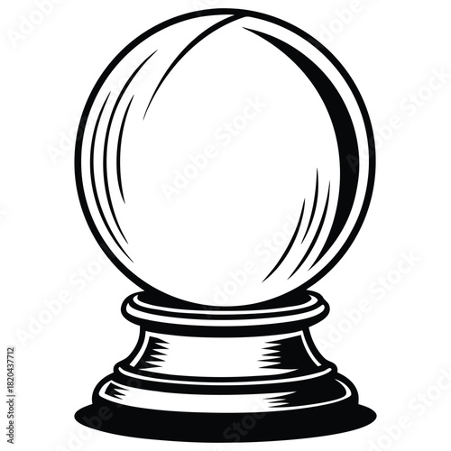 A black silhouette of a crystal ball