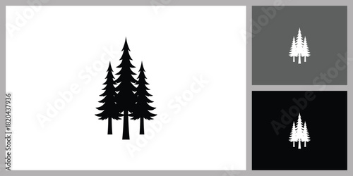 Pine Trees Forest Silhouette Icon for Nature and Outdoor