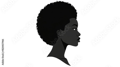 Profile Portrait of a Woman with Natural Hair A Silhouette in Black and White