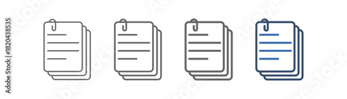 
outline icon set file with document design, and paper clip