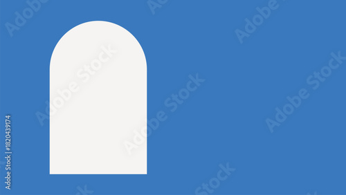 Arch window frame, white geometric shape vector