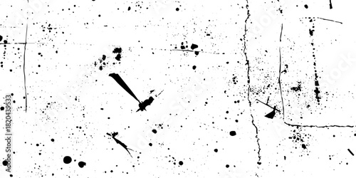 White and black ink splatter grunge dust particle and dust grain texture. grunge texture with scratches and cracks paint wall texture. dust overlay distress grain with scratch grunge urban background.