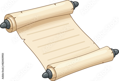Ancient parchment scroll cartoon vector illustration