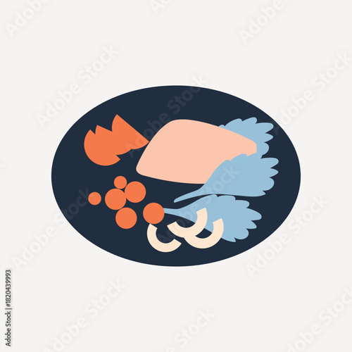 Salad plate, healthy food illustration vector