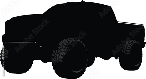 Off-road lifted pickup truck silhouette vector illustration