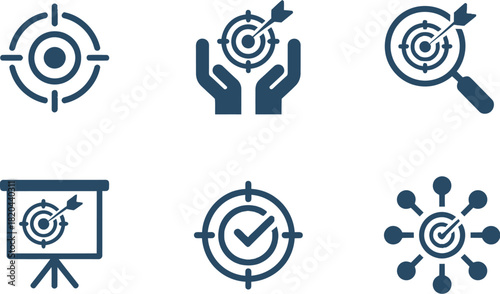 Set of target and goal achievement icon collection