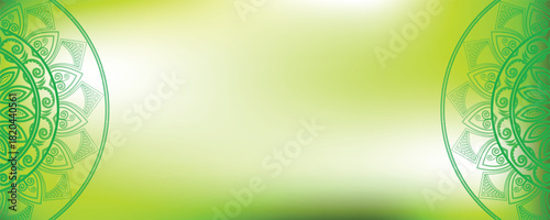 Green Mandala cover copyspace, background for presentation banner, design vector illustration