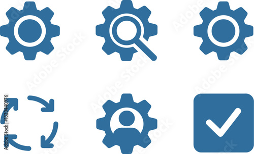 Set of gear icon for setting and process