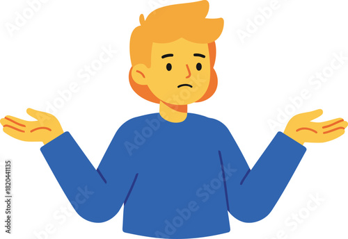 Confused person shrugging: uncertainty & question vector