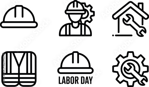 Construction and labor icon set isolated on