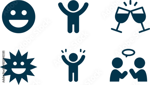 Set of happy celebration and party icon vector