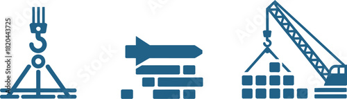 Construction and military icon set vector graphic