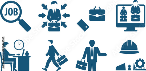 Job search and career concept icon set isolated on