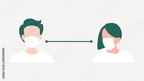 Social distancing illustration, covid-19 collage element vector