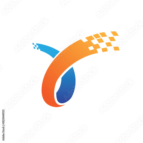 Digital swoosh abstract tech logo design