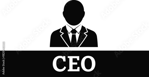 CEO business icon vector showing man in suit silhouette for corporate management and leadership design.