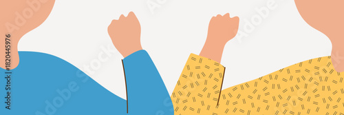 Cute teamwork landscape banner background, cartoon design vector