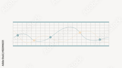 Wavy line graph table collage element vector