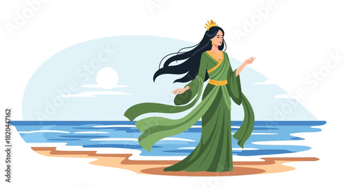 Silhouette of a devilish figure with horns and clawed hands, adorned with flame-like patterns.