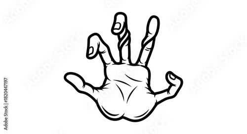 Silhouette of a devilish figure with horns and clawed hands, adorned with flame-like patterns.