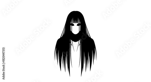 Silhouette of a devilish figure with horns and clawed hands, adorned with flame-like patterns.