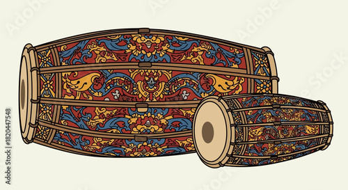 Silhouette of a devilish figure with horns and clawed hands, adorned with flame-like patterns.