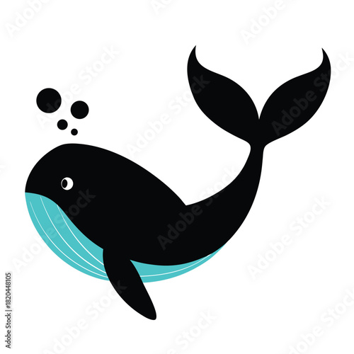 Whale swimming in blue ocean water