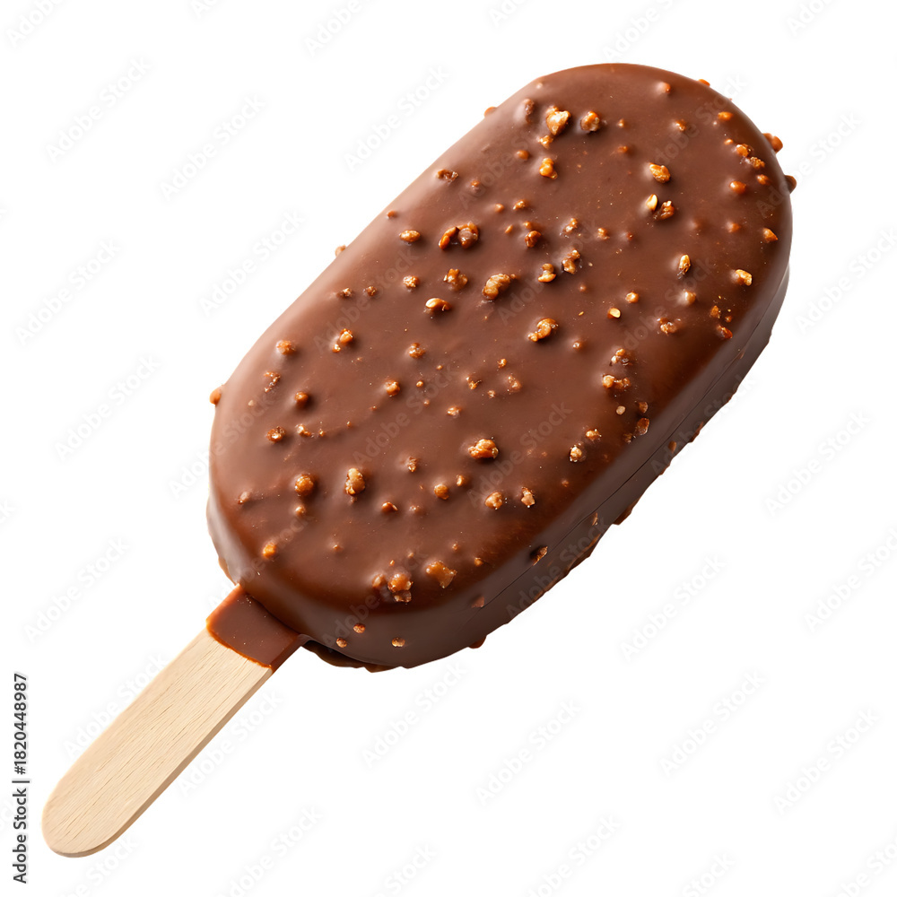 Obraz premium Chocolate covered ice cream bar with nuts