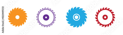 Circular saw blade vector web icon on white background. Simple flat illustration of woodwork equipment