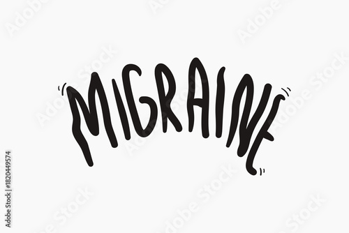 Migraine word, comic typography vector