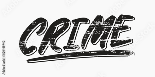 Crime word, black font & typography vector
