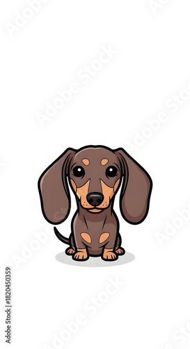 Cute Cartoon Dachshund Dog with Big Eyes and Expressive Ears