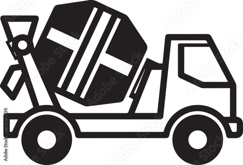 Modern concrete mixer icon for construction and industry projects