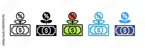Dividend Icon Set Multiple Style Collection