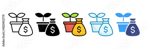 Investment Fund Icon Set Multiple Style Collection