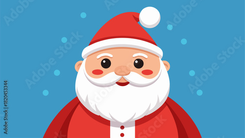 Whimsical Santa Claus Character with Falling Snowflakes - Festive Illustration
