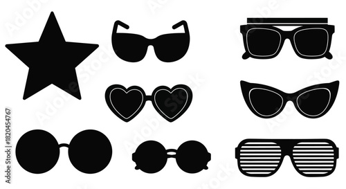 Sunglasses vector set fashion eyewear summer style sun protection icon