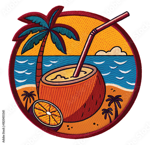 Escape to paradise with this tropical coconut drink on a sunny beach, perfect for summer vibes and vacation dreams, order today to cool down with pleasure