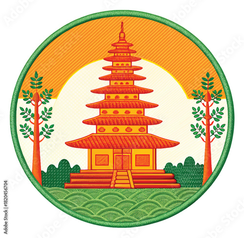 Stunning Balinese temple illustration evoking peace and tranquility, perfect for travel blogs, spiritual retreats, or cultural presentations, a serene escape