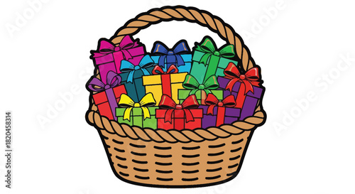 Colorful gifts in a basket present ideas gift giving holiday season