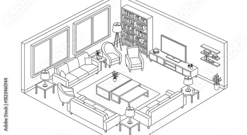 Visualize elegant home interior design with modern furniture layout