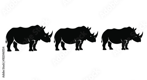 Powerful rhinoceros silhouettes for logo design or wildlife projects