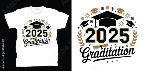 2025 graduation tshirt design, cap, diploma, and stars